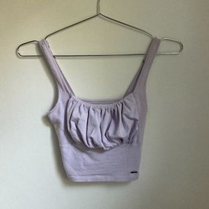 XS Lavender Hollister Ruched Front Crop Tank Top